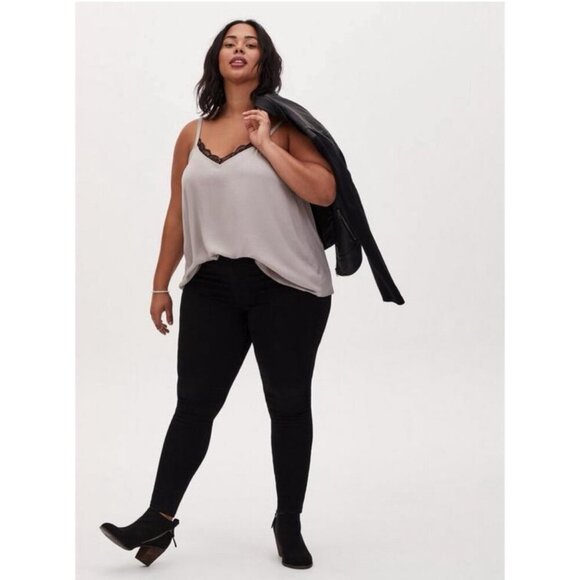 Torrid NWT Sophie Lace Trim Swing Cami Light Grey O12 - Picture 3 of 9